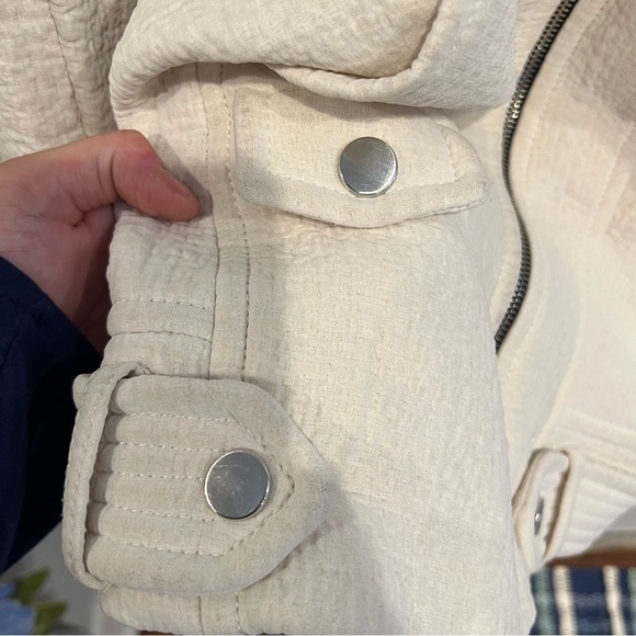 Zara Woman White Combination Zip Jacket Moto - Picture 5 of 9